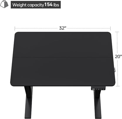 Electric Standing Desk Adjustable Height, 32x20 Inches Sit Stand up Desktop for Home Office, Ergonomic Rising Computer Table with Memory Preset, Rustic Brown