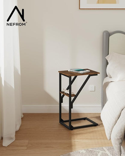 C-Shaped End Table, Small Side Table for Couch, Sofa TV Tray Table for Living Room, Bedroom, Bedside ET-D-BR1