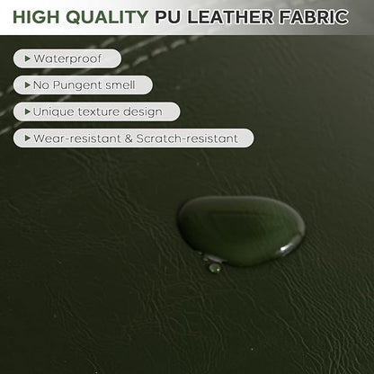 Unstuffed Pouf Cover (Only Cover, No Filler), 17.7" Faux Leather Poofy Ottoman Cover, Square Footstool For Storage Living Room Decoration Foot Rest, Footrest for Bedroom Balcony Office Chair, Green