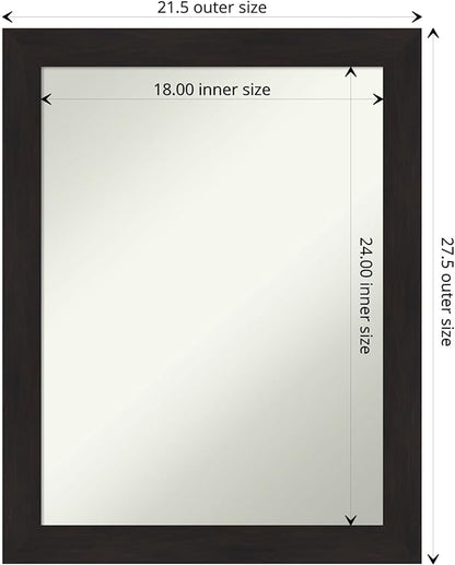 Amanti Art Brown Bathroom Mirror for Over Sink, 30x24 Furniture Espresso Rectangle Vanity Mirror, Medium Casual Frame, Hangs Horizonally and Vertically, Bathroom Wall Decor, Non-Beveled Edge
