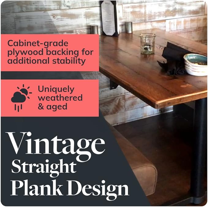 Reclaimed Wood Table Top - Rustic Recycled Wooden Piece Perfect for Signs, Counters, Kitchens, Dining and Coffee Table Tops (Straight Plank Table Top, 24" x 24")