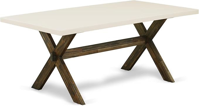 East West Furniture X727MZ716-5 5 Piece Modern Dining Table Set Includes a Rectangle Wooden Table with X-Legs and 4 Dark Khaki Linen Fabric Parson Dining Chairs, 40x72 Inch, Multi-Color