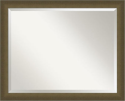 Amanti Art Bronze Bathroom Mirror for Over Sink, 26x32 Blaine Light Bronze Narrow Rectangle Vanity Mirror, Large Modern Contemporary Frame, Hangs Horizonally and Vertically, Bathroom Wall Decor