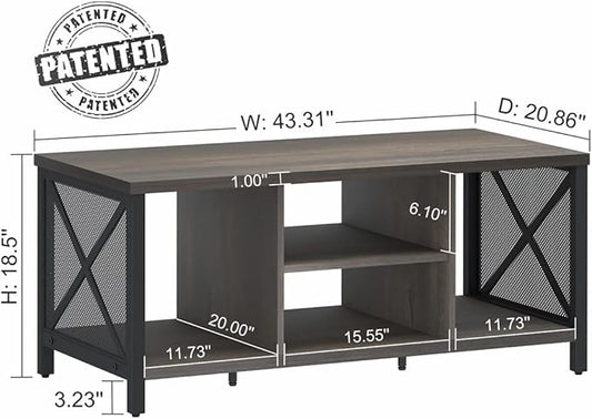 FATORRI Rustic Coffee Table for Living Room, Farmhouse Dark Wood Center Table, Industrial Rectangle Cocktail Tea Tables (Walnut Brown)