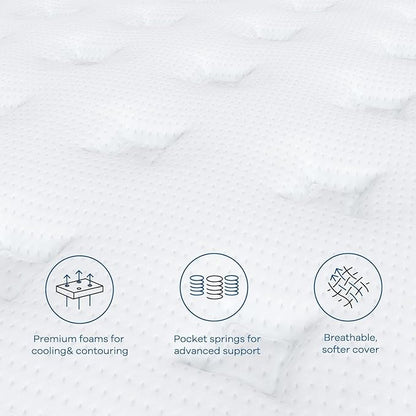 Full Size Mattress 12 Inch, Coolvie Firm Mattress Hybrid in a Box with CertiPUR-US® Certified Foam, Individual Pocket Spring for Motion Isolation & Pressure Relief- Comfort Night Sleep-100-Night Trial