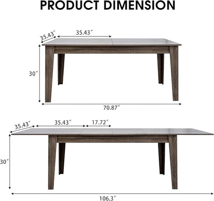 Expandable Dining Table, Convertible Table for Dining Room, Kitchen and Small Spaces, for 6-10 People, Dark Oak