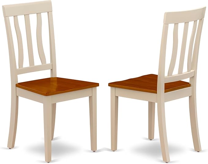 East West Furniture DOAN9-WHI-W 9 Piece Kitchen Table & Chairs Set Includes a Rectangle Dining Room Table with Butterfly Leaf and 8 Solid Wood Seat Chairs, 42x78 Inch, Buttermilk & Cherry