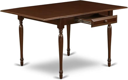 East West Furniture MZDA5-MAH-W 5 Piece Kitchen Table & Chairs Set Includes a Rectangle Dining Table with Dropleaf and 4 Dining Room Chairs, 36x54 Inch, Mahogany