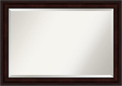 Amanti Art Brown Wall Mirror 29x41 Coffee Bean Brown Rectangle Bathroom Mirror for Wall Decor Living Room, Large Casual Frame, Hangs Horizonally and Vertically, Bathroom Decor, Beveled Edge from WI