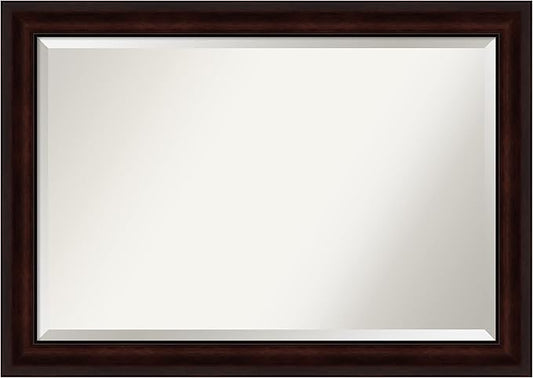 Amanti Art Brown Wall Mirror 29x41 Coffee Bean Brown Rectangle Bathroom Mirror for Wall Decor Living Room, Large Casual Frame, Hangs Horizonally and Vertically, Bathroom Decor, Beveled Edge from WI