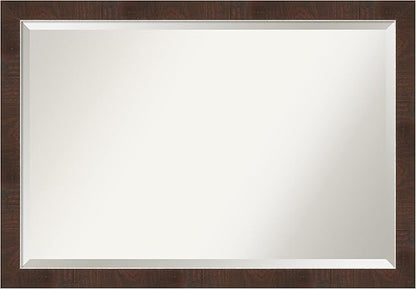 Amanti Art Brown Wall Mirror 27x39 Wildwood Brown Narrow Rectangle Bathroom Mirror for Wall Decor Living Room, Large Rustic Farmhouse Frame, Hangs Horizonally and Vertically, Bathroom Decor, Beveled