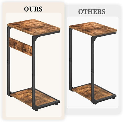 C-Shaped End Tables, Small Side Table for Couch, Sofa TV Tray Table for Living Room, Bedroom, Bedside ET-YB-BRW1