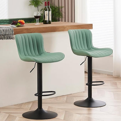 YOUNUOKE Counter Height Bar Stools Kitchen Island Barstools Set of 2 Adjustable Swivel Counter Stool Bar Height Island Chairs with Back, Sea Green