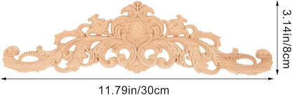 BESPORTBLE Wood Applique Onlay - Long Carvings Overlays Decor, Unpainted Wooden Carved Corner Decals, Retro Carvings Embellishments for Drawers Door Cabinet Mirror Dresser Euro Furniture