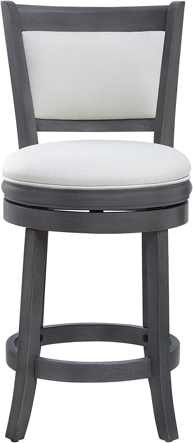 Ball & Cast Upholstered Swivel Counter Stools Kitchen Bar Stools 24" Seat Height Wooden Stool Chair, Cream White Set of 1
