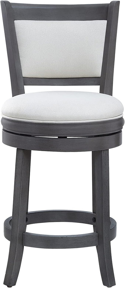 Ball & Cast Upholstered Swivel Counter Stools Kitchen Bar Stools 24" Seat Height Wooden Stool Chair, Cream White Set of 1