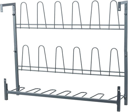MyGift Premium Urban Gray Metal Hanging Shoe Rack for Walk in Closet, Mudroom and Entryway, Wall Mounted Space Saving Organizer for Shoes and Boots, Holds 9 Pairs
