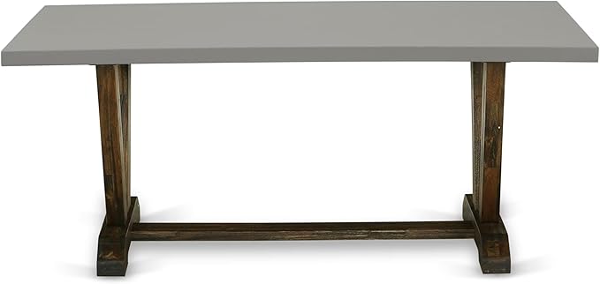East West Furniture V797VE703-7 7 Piece Kitchen Table & Chairs Set Consist of a Rectangle Dining Room Table with V-Legs and 6 Brown Linen Fabric Upholstered Chairs, 40x72 Inch, Multi-Color