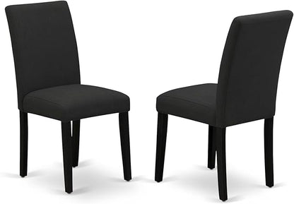 East West Furniture V627AB624-7 7 Piece Modern Dining Table Set Consist of a Rectangle Wooden Table with V-Legs and 6 Black Color Linen Fabric Parsons Dining Chairs, 40x72 Inch, Multi-Color