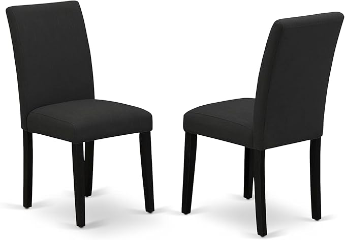 East West Furniture V697AB624-9 9 Piece Dining Room Table Set Includes a Rectangle Kitchen Table with V-Legs and 8 Black Color Linen Fabric Parson Dining Chairs, 40x72 Inch, Multi-Color