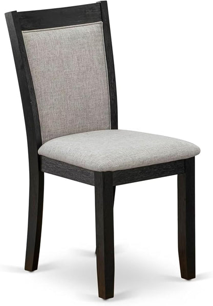 East West Furniture V677MZ606-7 7 Piece Modern Dining Table Set Consist of a Rectangle Wooden Table with V-Legs and 6 Shitake Linen Fabric Upholstered Chairs, 40x72 Inch, Multi-Color