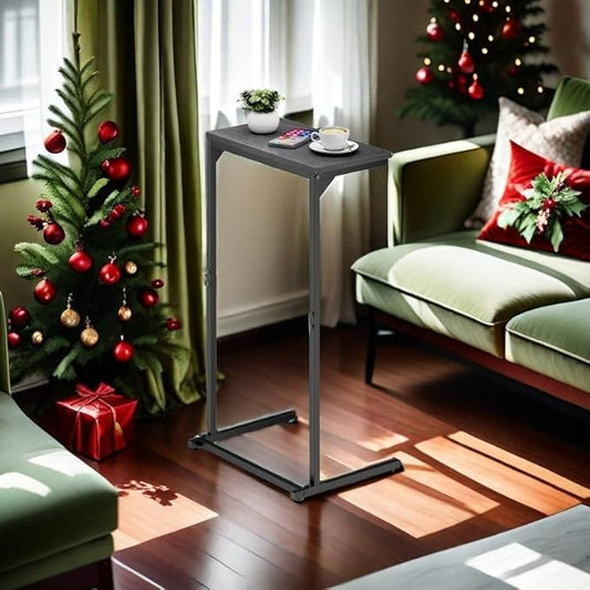 TUTOTAK C Shaped End Table, Tray Table, Small Side Table, 28.7 inch Tall Couch Table, Tv Tray, Sofa Table, Living Room, Bed Room, Black TB01BK071