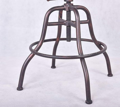 Diwhy Industrial Design Metal Adjustable Height Backrest Chair Vintage Tractor Saddle Bar Stool (Copper)