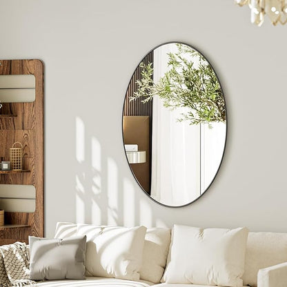 Koonmi Black Oval Bathroom Mirror, 26"x38" Bathroom Vanity Mirror, Oval Mirror for Bedroom Living Room Entryway, Hangs Horizontal or Vertical