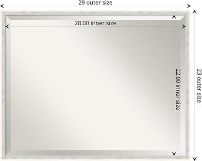 Amanti Art White Bathroom Mirror for Over Sink, 23x29 Paige White Silver Rectangle Vanity Mirror, Large Modern Contemporary Wood Frame, Hangs Horizonally and Vertically, Bathroom Wall Decor, Beveled