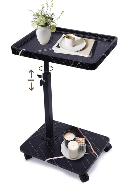 C Table Side Table End Table Adjustable Height，C Shaped End for Couch，Snack Tables,360°Swivel TV Tray Sofa Table， For Small Spaces，Side Tables living room and bedroom for Sofa, Bed,Chair(black)