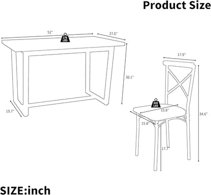 Ball & Cast 7 Pieces Dining Table Set,Kitchen Table and Chairs for 6 with 52" Table and 6 Chairs,Desk with Foot Pads,for Small Space,Apartment,Dining Room,Brown
