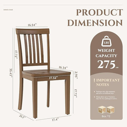 COLAMY Wooden Dining Chairs Set of 4, Solid Rubberwood Kitchen & Dining Room Chairs, Farmhouse Rustic Side Chairs for Dining Table, Anti-Slip Protection, Classic Windsor Style Seating, Oak Light Brown