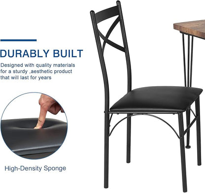 VECELO Kitchen Dining Room Table Set with 2 Chairs for Small Space, Apartment,Metal Steel Frame