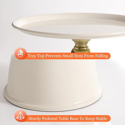 Small Round Side Table for Small Spaces, White Pedestal Modern Couch End Tables for Living Room, Unique Accent Sofa Drink Table Metal Martini Tables for Recliner, Bedroom