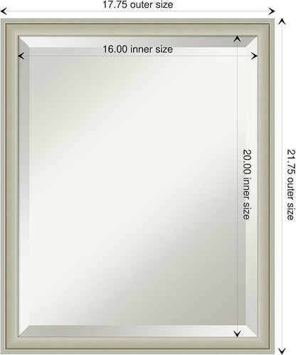 Amanti Art Silver Bathroom Mirror for Over Sink, 22x18 Florence Silver Rectangle Vanity Mirror, Small Casual Frame, Hangs Horizonally and Vertically, Bathroom Wall Decor, Beveled Edge from WI, USA