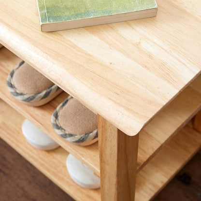 XKZG Storage Bench Wooden Shoe Rack Bench Simple Style Wood Entryway Bench (Natural,23.6")