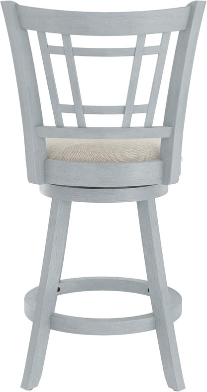Hillsdale Fairfox 24.5" Wood Swivel Counter Height Stool, Blue Wire Brush