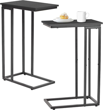 C-Shaped End Table, TV Tray Set of 2, Couch Side Laptop Desk, for Living Room, Bedroom, Small Spaces, Black, 2 Pack