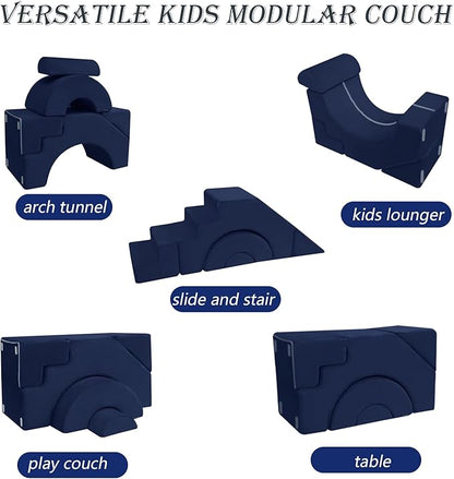 MeMoreCool Foam Climbing Toddler Couch, Modular Kids Sofa with Slide & Stair, Convertible Baby Couch for Playroom, Sectional Furniture for Crawling, Climbing, and Kids’ Play