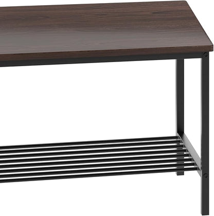 SogesHome 4-Piece Dining Table Set for 4 - Space-Saving Kitchen Set with Bench and Chairs, Ideal for Restaurants and Coffee Shops, Dark Walnut
