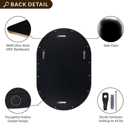 ANDY STAR Oval Bathroom Mirrors, 30x48’’ Double Vanity Mirror, Black Oval Mirrors for Bathroom, Stainless Steel Framed, 1’’ Deep Wall Mounted Vertical/Horizontal