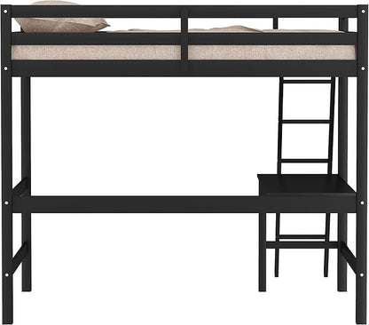 Hillsdale Caspian Youth Solid Wood Twin Loft Bed for Kids Room, Black