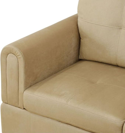 Beige L-Shaped 3-Piece Flannel Sofa with Storage Ottoman Set, Sectional Couch Sofa Set for Living Room, Office, Small Space