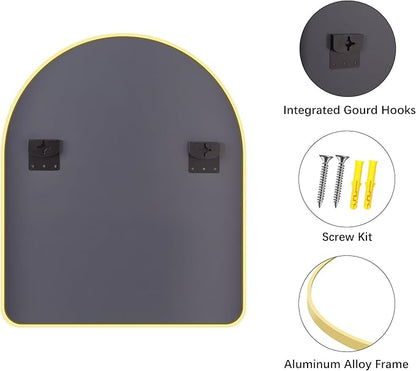 FORBATH Arched Bathroom Mirror 30x36 Inch, Arch Wall Mirror with Gold Aluminum Frame, Arched Mirror for Dresser, Fireplace,Entryway,Home Decor,Hanging or Leaning Against Wall