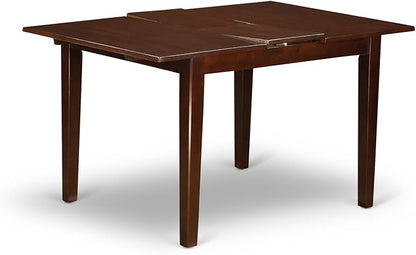 East West Furniture NOBR3-MAH-04 3 Piece Dining Room Table Set Contains a Rectangle Kitchen Table with Butterfly Leaf and 2 Light Tan Linen Fabric Parson Chairs, 32x54 Inch, Mahogany