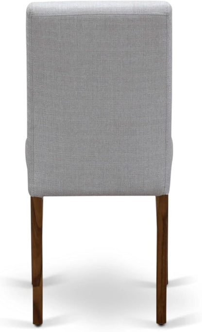 East West Furniture AMAB3-AWA-05 3 Piece Kitchen Table Set for Small Spaces Contains a Round Dining Room Table with Pedestal and 2 Grey Linen Fabric Parsons Chairs, 36x36 Inch, Walnut