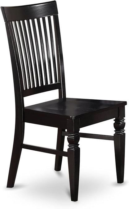 East West Furniture DLWE5-BLK-W 5 Piece Dinette Set for 4 Includes a Round Dining Table with Dropleaf and 4 Dining Room Chairs, 42x42 Inch, Black