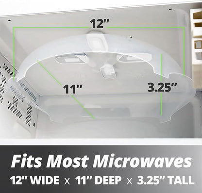 Magnetic Splatter Cover, 12-Inch Clear BPA-Free Food Lid, Vented Plate Guard with Steam Vents, Anti-Splash Microwave Lid, Dishwasher Safe, Space-Saving Magnetic Storage - Ivory