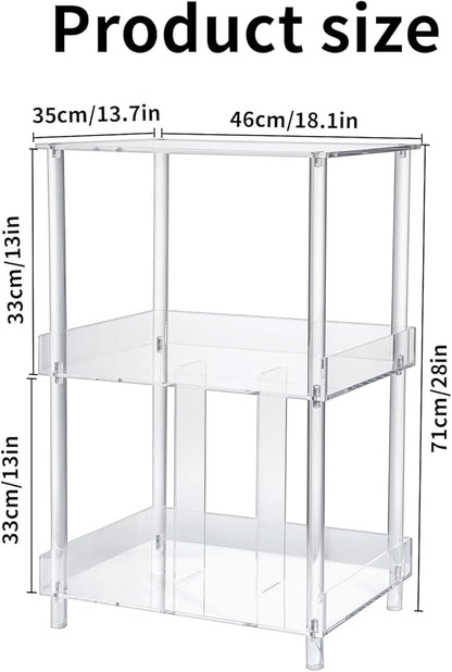 Antilope 18x14 Acrylic Record Player Stand with Vinyl Storage, 3 Tiers Large Turntable Stand Holder Up to 200 Albums, Record Player Table Cabinet Organizer for Living Room Bedroom Corner (Clear)