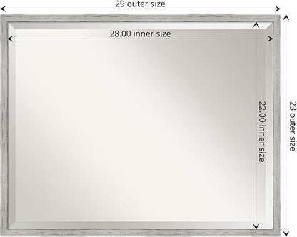 Amanti Art White Bathroom Mirror for Over Sink, 23x29 Shiplap White Narrow Rectangle Vanity Mirror, Large Coastal Wood Frame, Hangs Horizonally and Vertically, Bathroom Wall Decor, Beveled Edge